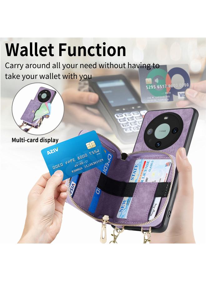 Zaboon Case For Huawei Mate 60 Pro Crossbody Multi-function Zipper Wallet Phone Case - Image 4