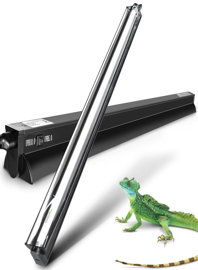 CAVACHEW Switchable UVB Light for Reptiles, 39W T5 UVB Light Combo Kit for Tropical 5.0 & Desert 10.0, 34" Terrarium Hood Lamp Fixture with UVB 10.0 Bulb for Bearded Dragon Gecko Snake Lizard Turtle - Image 1