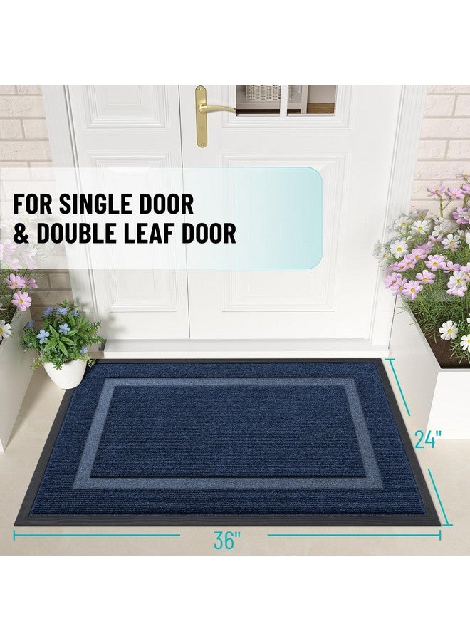 OLANLY Front Door Mat Indoor Outdoor Entrance, Waterproof All-Season, All-Weather Doormat, Sturdy Natural Rubber, Fade Resistant, Low Profile, Easy Clean Patio Porch Entryway Mat, 36x24, Blue - Image 2