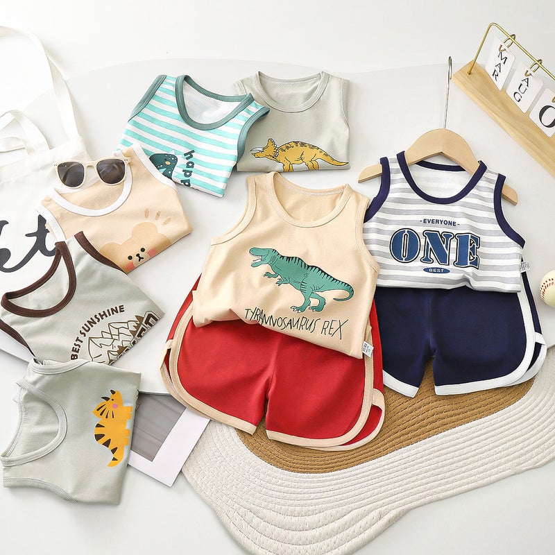 Children'S Vest Suit Cotton A Clothes Boys Korean Baby Summer Breathable Children'S Clothing - Image 2