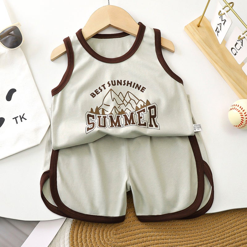 Children'S Vest Suit Cotton A Clothes Boys Korean Baby Summer Breathable Children'S Clothing - Image 3