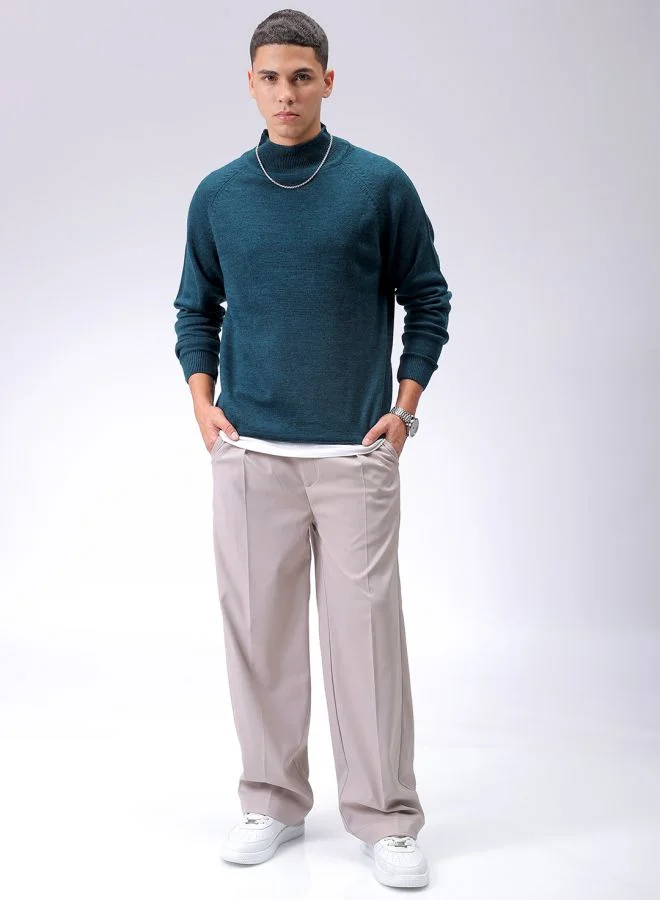 The Indian Garage Co Men Relaxed Fit Solid High Neck Sweater