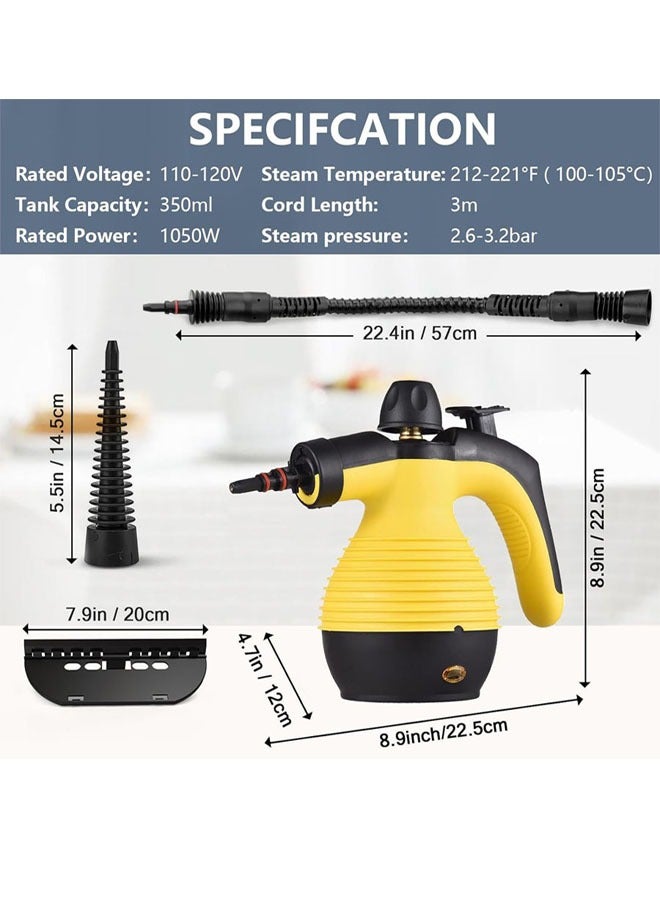 Portable Handheld Steam Cleaner 1050W Multifunctional High Temperature Pressurized Steam Cleaning Machine with 9PCS Accessory for Kitchen Sofa Bathroom Car Window - Image 2