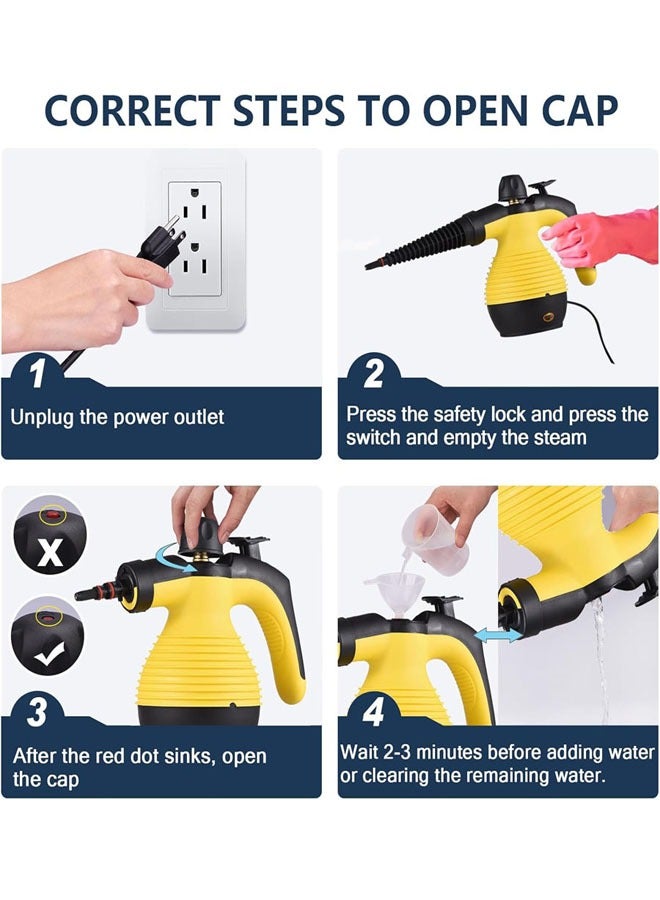 Portable Handheld Steam Cleaner 1050W Multifunctional High Temperature Pressurized Steam Cleaning Machine with 9PCS Accessory for Kitchen Sofa Bathroom Car Window - Image 5