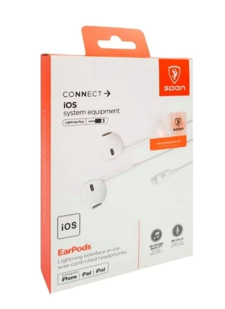SPON - In-ear Headphones with Lightning Connector Compatible with iPhones Devices White - Image 1