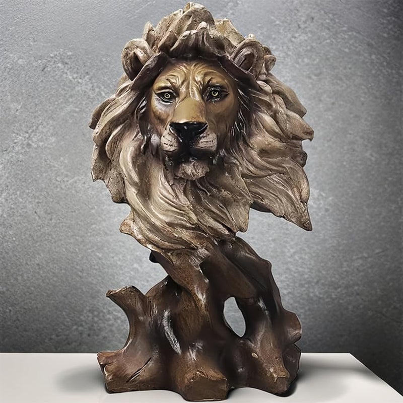 SHTWX تمثال رأس أسد من الراتنج هدية للمنزل والمكتب وزينة للغرفة والمعرض المكتبي