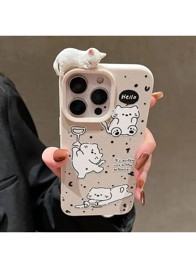 3D Reclining Cat Mixed Color 4 Phone Cover For iPhone 17 Pro Max And More Models - Image 4