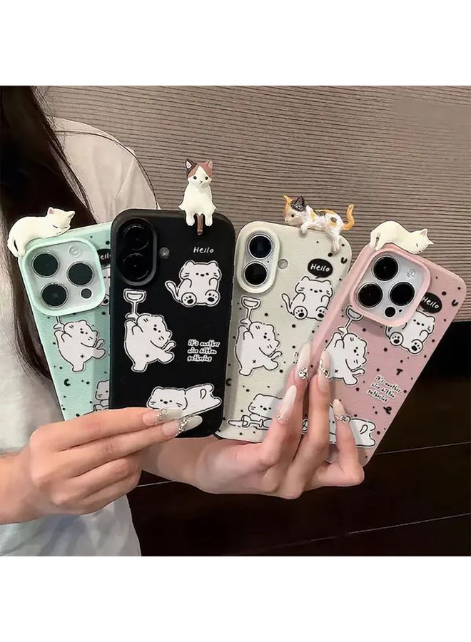 3D Reclining Cat Mixed Color 4 Phone Cover For iPhone 17 Pro Max And More Models - Image 1