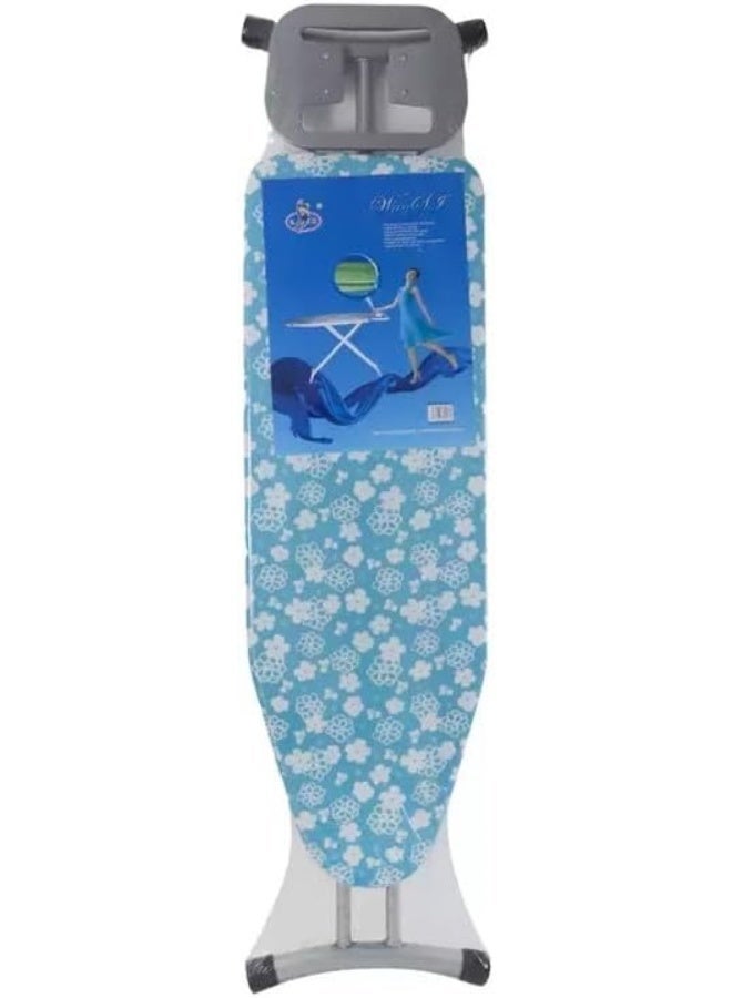 Ironing Board with Powder Coated Carbon Steel Iron Table- White Flowers Print