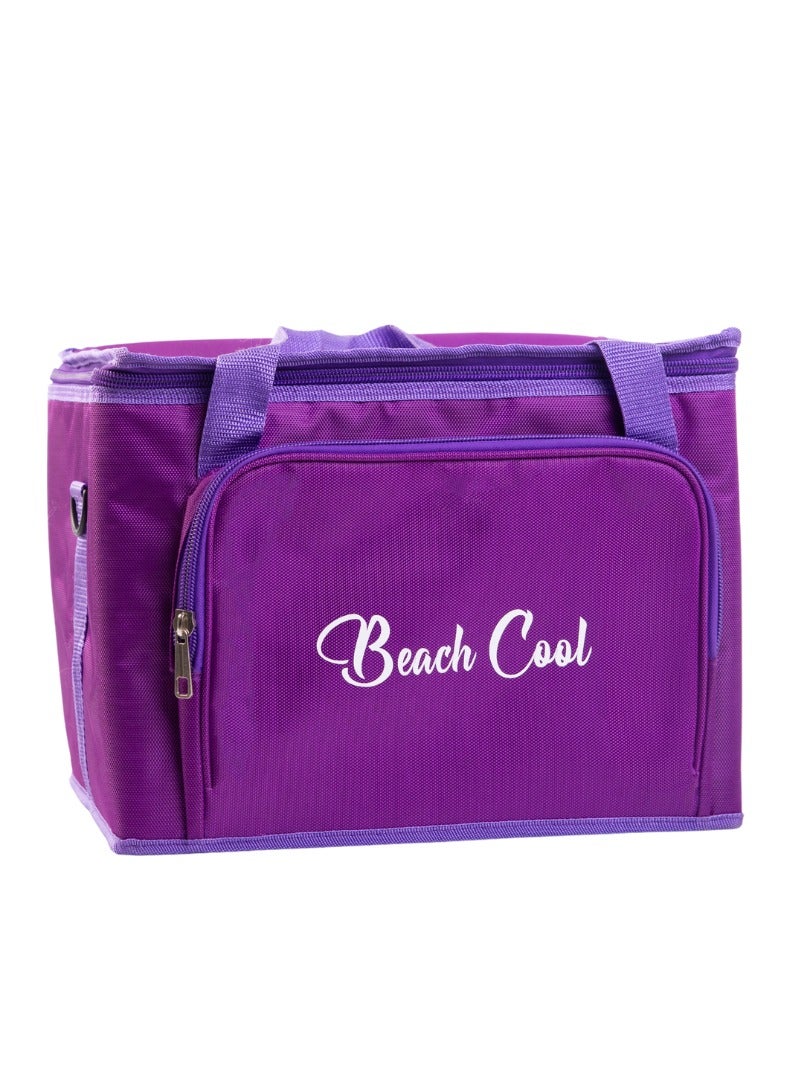بيتش كول حقيبة غداء أرجوانية سعة 25 لترًا مبطنة من الداخل للحفاظ على الطعام الساخن والبارد مع حزام قابل للتعديل - Image 2
