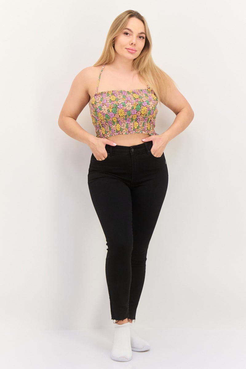 Roxy بلوزة نسائية بدون أكمام بتصميم طباعة زهور، مزيج بني - Image 4