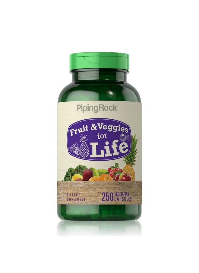 Piping Rock Fruits And Veggies Capsules  250 Count  Superfood Fruit And Vegetables Vitamins  Vegetarian Nongmo Gluten Free Supplement  - Image 1