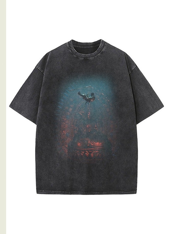 MQD Black Mythical Printed Loose T-shirt 
