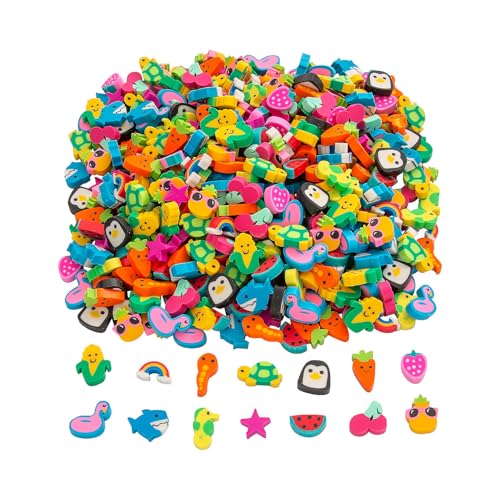 Fun Express Bulk Mini Eraser Assortment - 500 Pack Novelty Pencil Erasers - Classroom Prizes for Kids Teacher Student Rewards Classroom Rewards - Gift Filling Party Favors - Student Prizes - Small Cute Erasers - Image 5