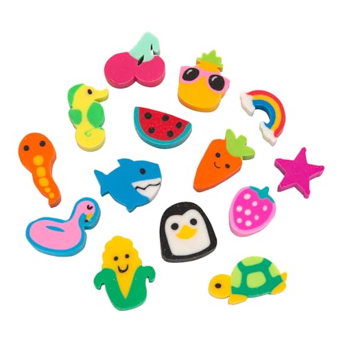 Fun Express Bulk Mini Eraser Assortment - 500 Pack Novelty Pencil Erasers - Classroom Prizes for Kids Teacher Student Rewards Classroom Rewards - Gift Filling Party Favors - Student Prizes - Small Cute Erasers - Image 2