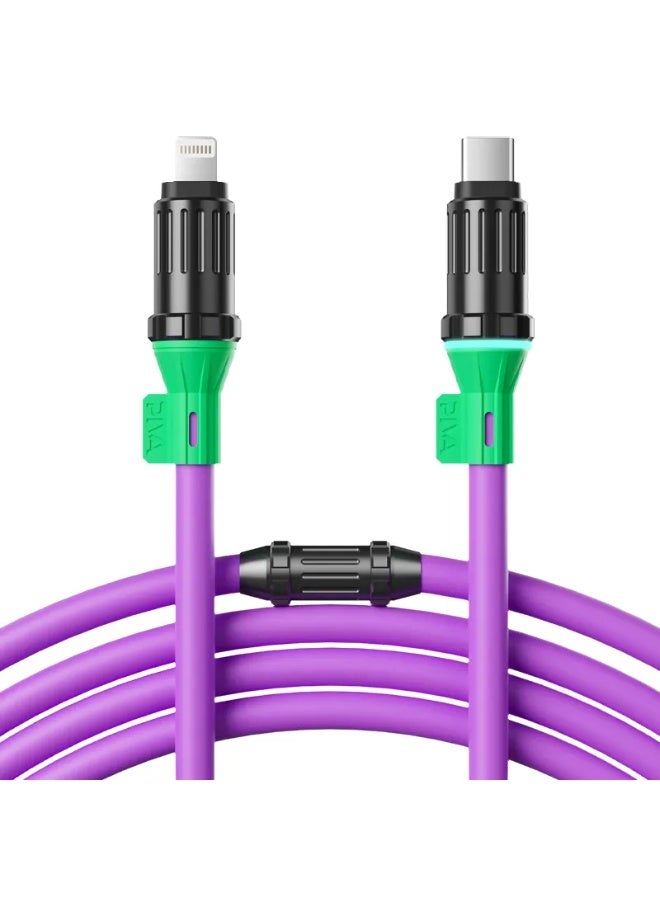 PIVA TH12L iPhone PD Cable supports all iPhones with Lightning port and iPads with Lightning port, fast charging with a power of 27 watts, 1.2 meters, purple color - Image 1