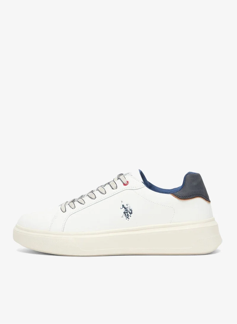 U.S. Polo Assn. Men's White Low-Top Casual Sneakers Shoes - Trendy Design with Superior Comfort and Traction