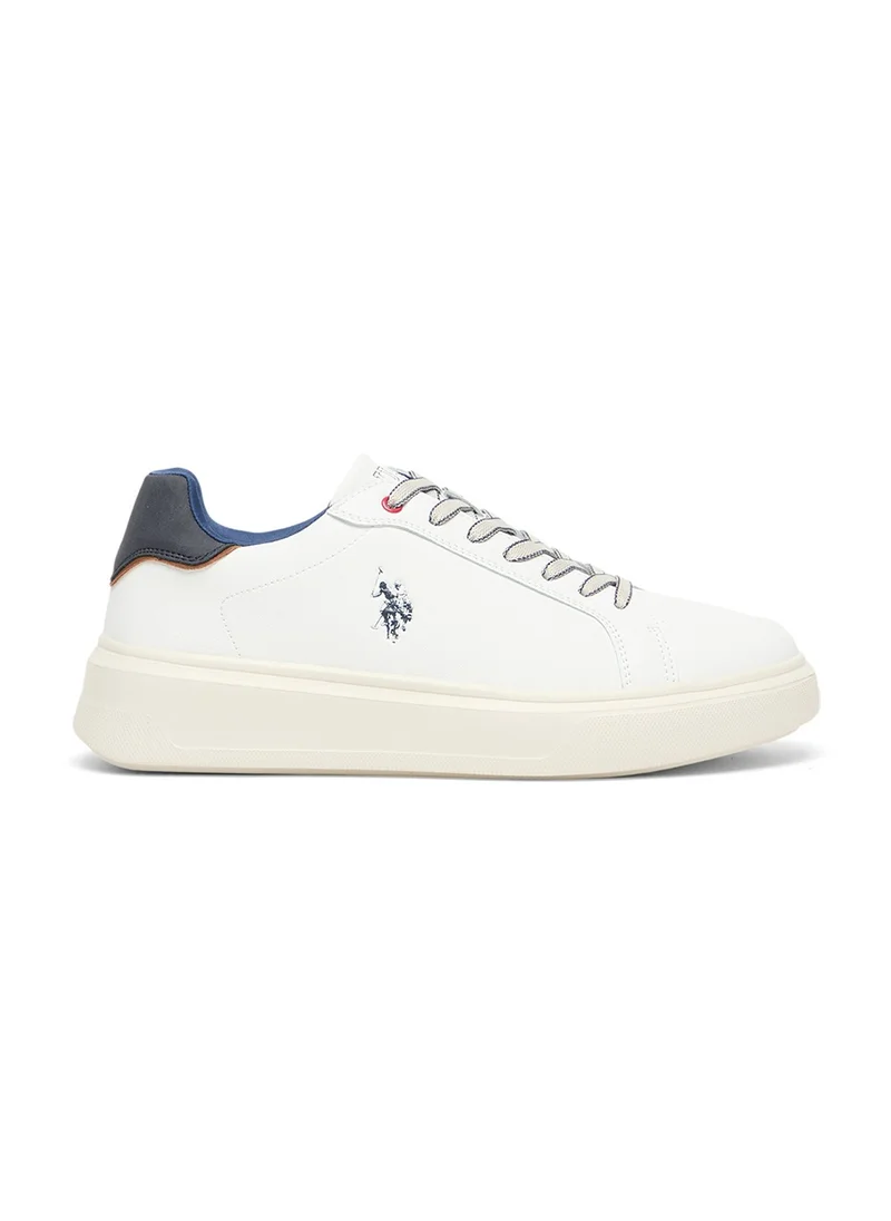 U.S. Polo Assn. Men's White Low-Top Casual Sneakers – Trendy Design with Superior Comfort and Traction