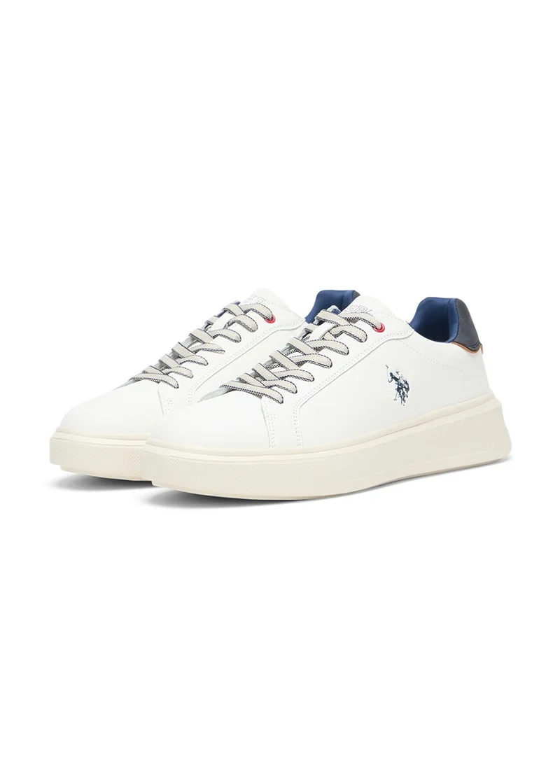 U.S. Polo Assn. Men's White Low-Top Casual Sneakers – Trendy Design with Superior Comfort and Traction