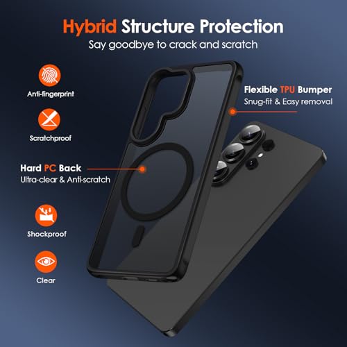 ivoler 3-in-1 Magnetic Case for Samsung Galaxy S26 Ultra 5G 6.9'' with 2 Pack Screen Protector, [MagSafe Compatible] [Military Grade Drop Protection] Slim Translucent Shockproof Phone Cover- Black - Image 3