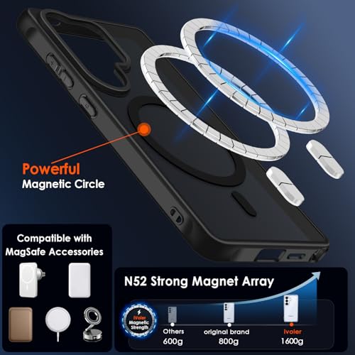 ivoler 3-in-1 Magnetic Case for Samsung Galaxy S26 Ultra 5G 6.9'' with 2 Pack Screen Protector, [MagSafe Compatible] [Military Grade Drop Protection] Slim Translucent Shockproof Phone Cover- Black - Image 5