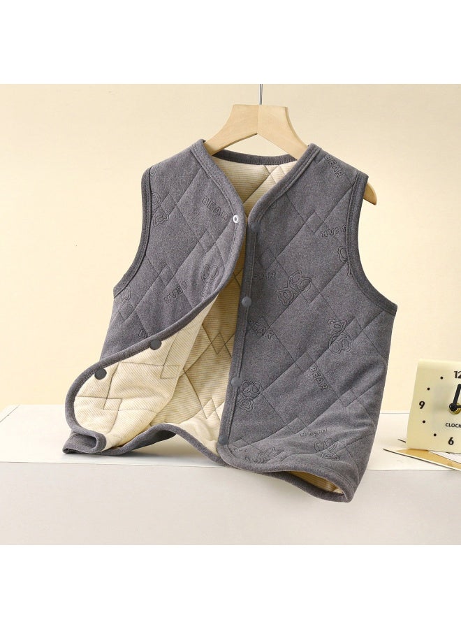 New Winter Quilted Mulberry Silk Thickeneded Can Be Worn Outside And Inside School Uniform Artifact To Heattech Boys And Girls Vest Set