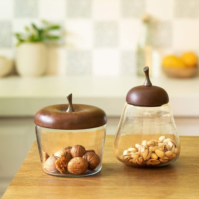 Ellementry Ellementry Apple Pear Glass Jar Set of 2 Clear  - Image 1