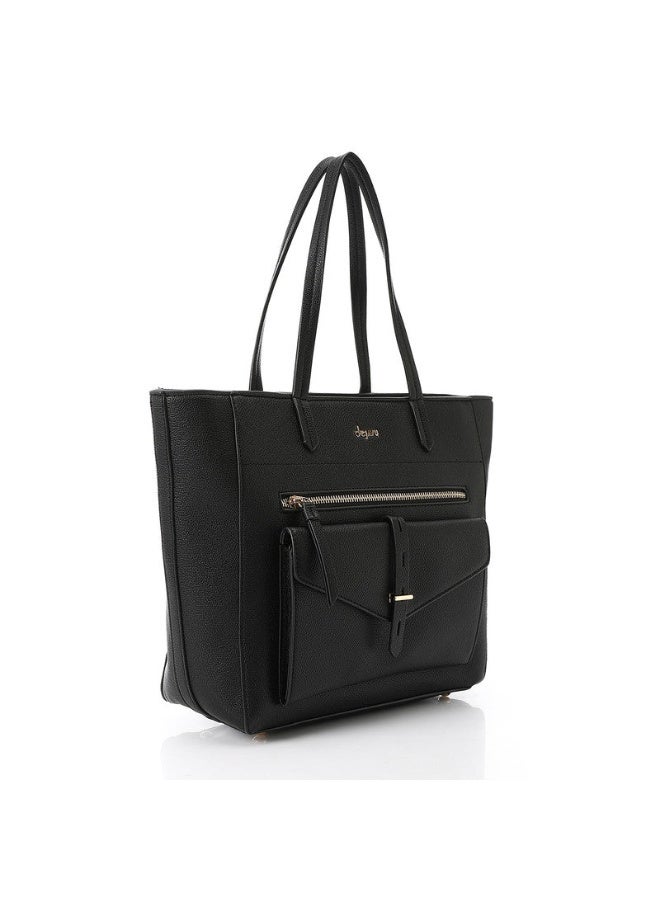 DejaVu Parctical One Main Compartment Black Shoulder Bag - Image 3