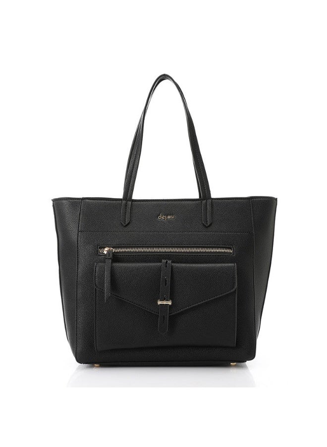 DejaVu Parctical One Main Compartment Black Shoulder Bag - Image 1