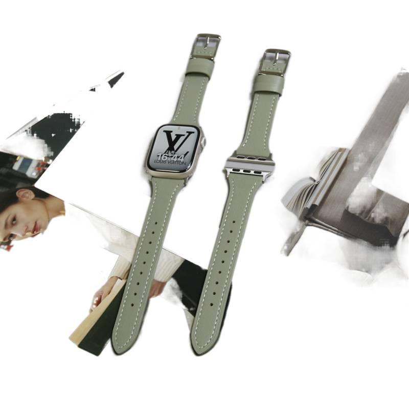 سوار ساعة ذكية باللون أخضر قابل للتعديل سوار جلدي كلاسيكي متوافق مع Apple Watch 38/40/41/42/44/45/49mm بملاءمة قابلة للتعديل وحزام بديل - Image 1