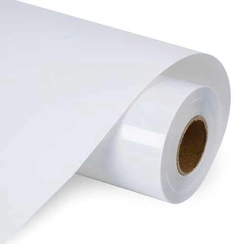 HTVVETUR White Heat Transfer Vinyl - 12" x 9ft HTV Rolls for Shirts, Iron on Vinyl for Cameo - Easy to Cut & Weed (K1 White-9ft) - Image 1
