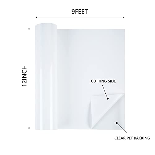 HTVVETUR White Heat Transfer Vinyl - 12" x 9ft HTV Rolls for Shirts, Iron on Vinyl for Cameo - Easy to Cut & Weed (K1 White-9ft) - Image 2