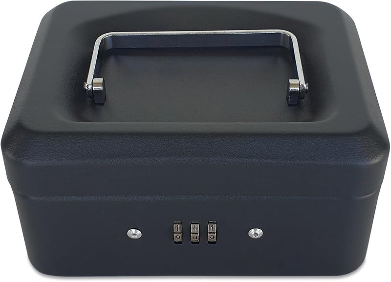 Maxi Small Cash Box with number lock (6 Inch 152x115x80mm) Steel Register with Tray and Lock Durable Portable Money Box Safe for Bills Jewelry Receipts Coins Matt Black - Image 2