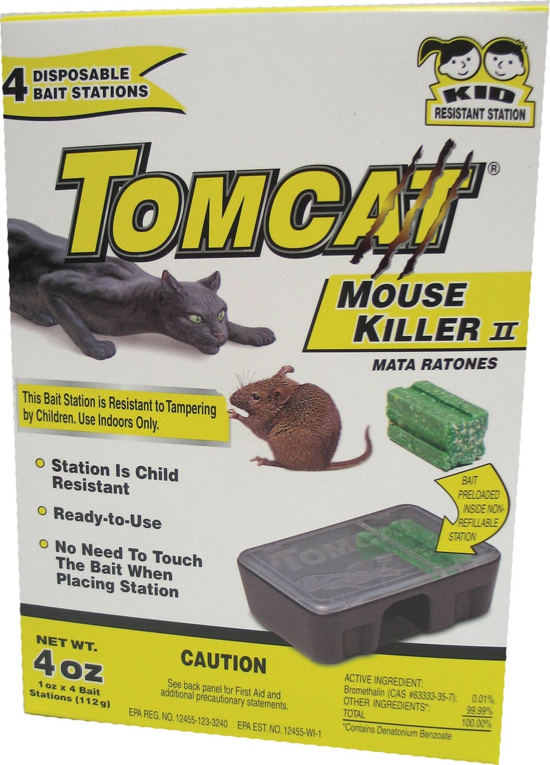 Tomcat Mouse Killer II, 4-Pack (Kid Resistant Disposable Mouse Bait Station) - Image 1