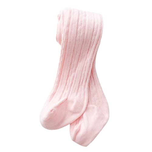 SYGA Baby Tights For Girls Soft Cotton Infant Leggings Toddler Solid Knit Socks Newborn Warm Crochet Pants Stockings - Pink 0-6 Months - Image 1