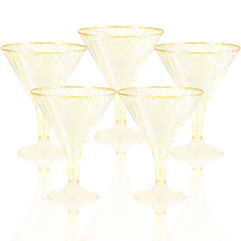 Liacere Liacere 24 Pack Gold Plastic Martini Glasses  625oz Disposable Cocktail Glasses  Plastic Margarita Glasses Perfect for Wedding  Party  Mothers Day  Summer