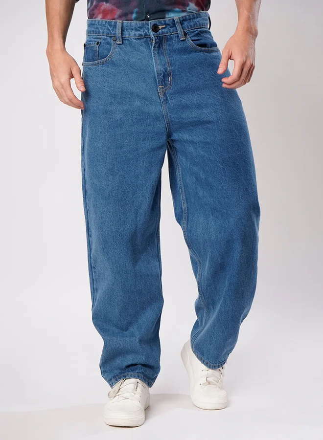 Styli Men Blue Mid Rise Baggy Fit Jeans By Bene Kleed