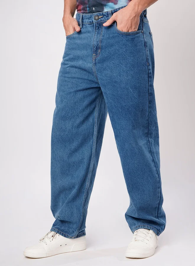 Styli Men Blue Mid Rise Baggy Fit Jeans By Bene Kleed