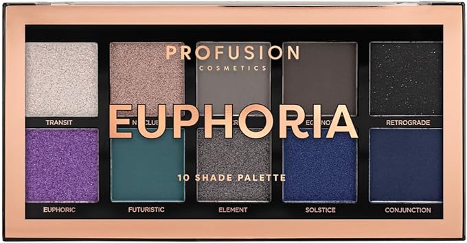 Profusion Cosmetics لوحة ظلال العيون بروفيوجن كوزمتيكس يوفوريا 10 درجات أطلق إبداعك مع درجات متعددة لإنهاءات لمظهر جلام من النهار إلى الليل احصل على مظهر مكياج مذهل مع درجات غنية بالأصباغ - Image 1