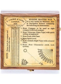 Keyfim Shop Antique Brass Nautical Compass, Magnifier and Telescope Set in Wooden Box  - Image 5