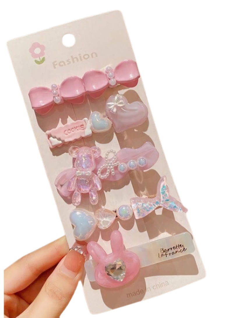 5-Piece Gold Hair Clips Set – Elegant Metal Bobby Pins / Pink - Image 4