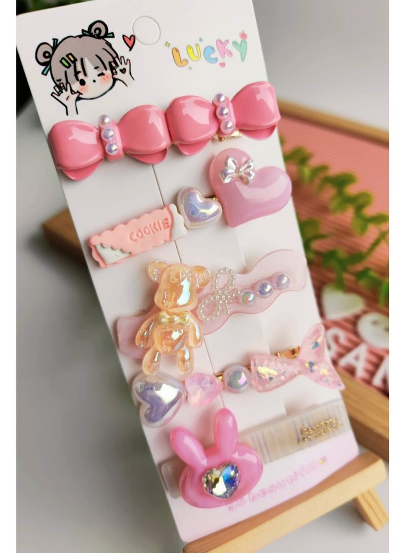 5-Piece Gold Hair Clips Set – Elegant Metal Bobby Pins / Pink - Image 3