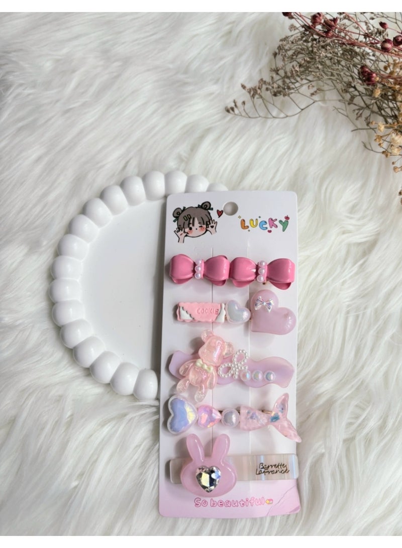 5-Piece Gold Hair Clips Set – Elegant Metal Bobby Pins / Pink - Image 5