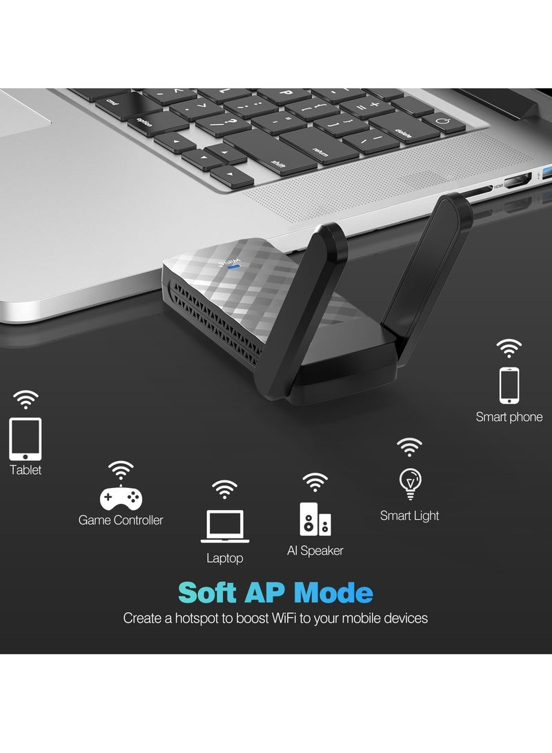 Excefore WiFi Dongle, 1800Mbps USB WiFi Adapter, for PC AX1800 WiFi 6 Adapter 2.4G/5GHz USB 3.0 Wireless Adapter, WPA3, 2x High Gain Antennas, for PC/Desktop/Laptop, for Windows 10/11 - Image 5