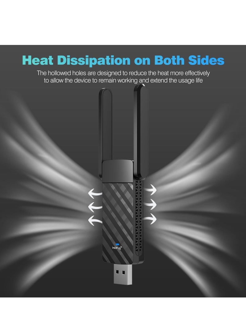 Excefore WiFi Dongle, 1800Mbps USB WiFi Adapter, for PC AX1800 WiFi 6 Adapter 2.4G/5GHz USB 3.0 Wireless Adapter, WPA3, 2x High Gain Antennas, for PC/Desktop/Laptop, for Windows 10/11 - Image 3