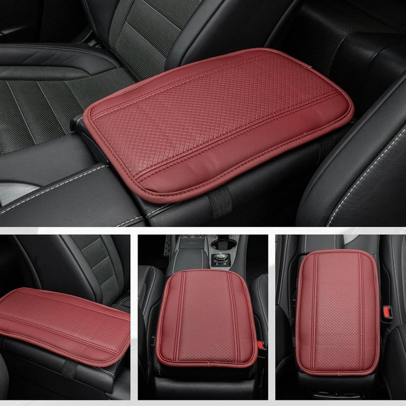 amiss Car Center Console Pad, Universal Waterproof Car Armrest Seat Box Cover, PU Leather Auto Armrest Cover Protector，Vehicle Interior Accessories fits SUV/Truck/Car (Crimson) - Image 2