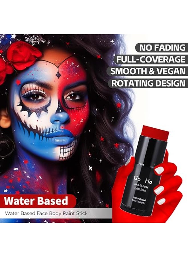 Go Ho Red Face Paint StickEasily Washable Formula Body PaintNontoxic Fullcoverage Cream Red Face Body Paint for Halloween Costumes Cosplay SFX Devil Clown Makeup - Image 3