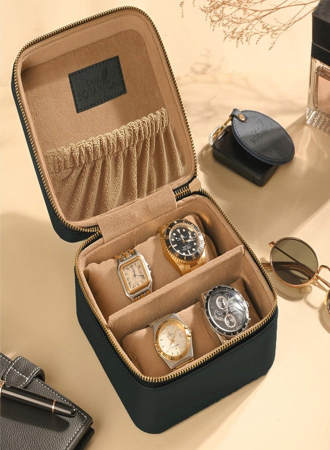 CASA BOTANICAL Leather Jewellery Organizer Box & Wrist Watch Organizer – Premium Organizer Box for Women & Men with Compartments, Travel Portable Organizer for Accessories, Ideal Storage Box Gift (Green) - Image 5
