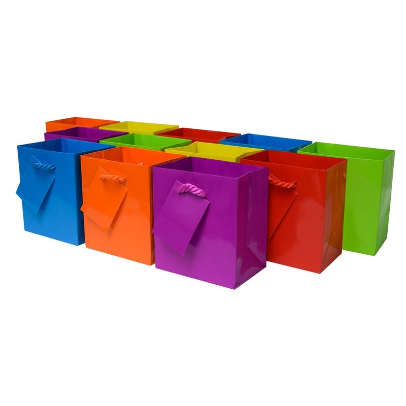 OccasionALL Multi Color Mini Gift Bags with Handles for Holidays Birthdays Cards Goodies Weddings Party Favors Events Bulk 4x275x45 12 Pack