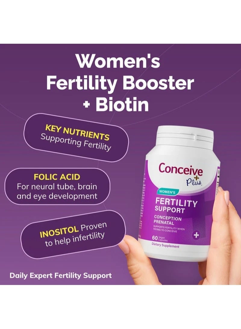 Conceive Plus Women’s Fertility Support Daily Vitamins with Folate, Zinc & Iron, 60 Capsules - Image 2